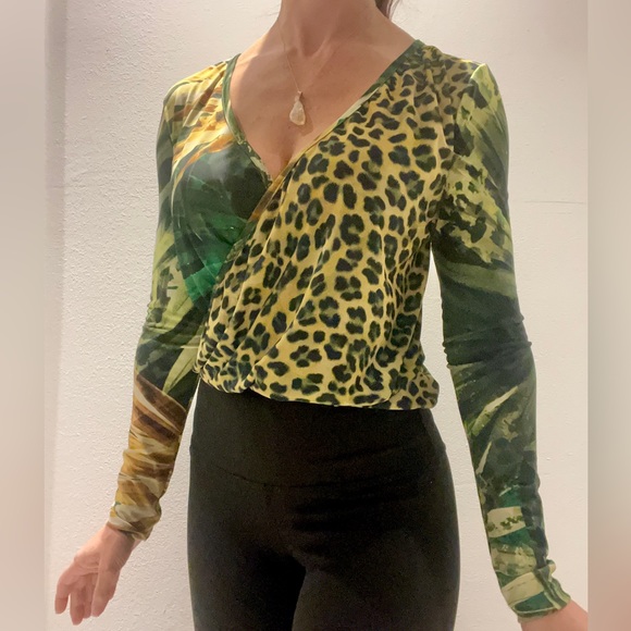 Green Animal Print Top - Picture 2 of 4
